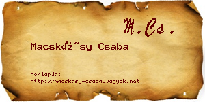 Macskásy Csaba névjegykártya