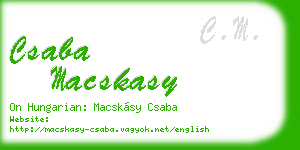 csaba macskasy business card