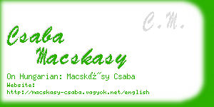 csaba macskasy business card